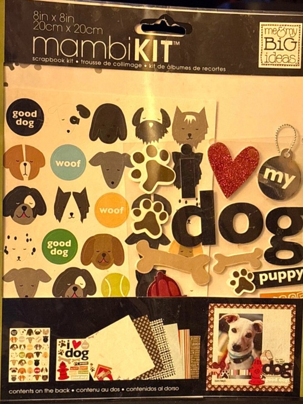 MambiKIT Scrapbook Kit 8x8 Inch Pets Theme With Stickers & Soft Spoken Pieces